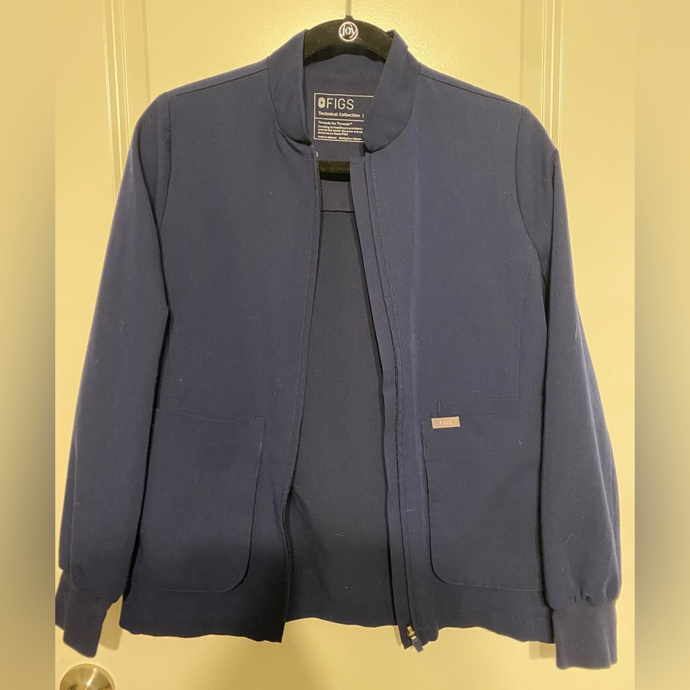 XS FIGS Sebina Scrub Jacket: Navy